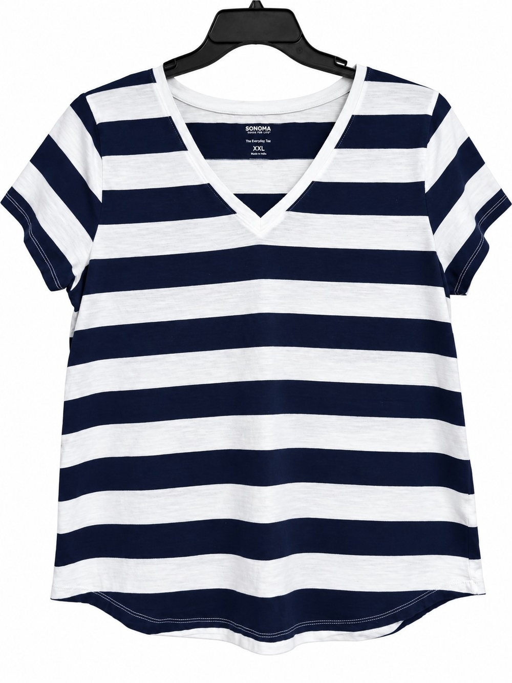 Sonoma Womans V-Neck Short Sleeve Stripe Tee Size XXL